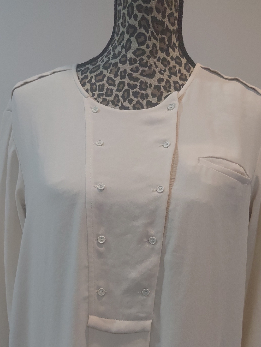 Wilfred Cream Top with Leopard Print Trim - Picture 2 of 8